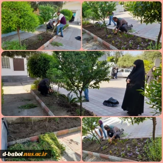 کاشت گلهای فصلی باهمکاری سازمان فضای سبز شهرداری بابل در محوطه  آموزشکده ملی مهارت دختران بابل
