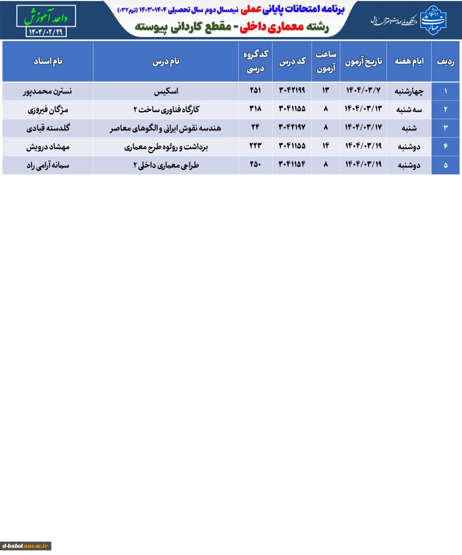 رشته  معماری داخلی - مقطع  کاردانی  پیوسته