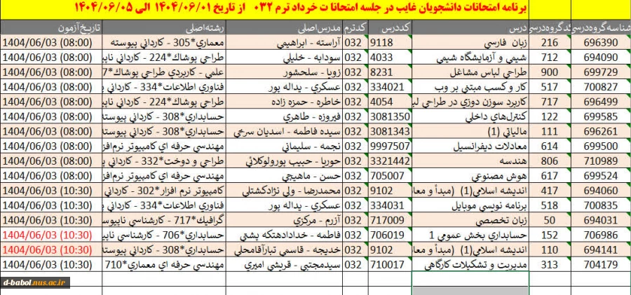 قابل توجه دانشجویان محترم 6
