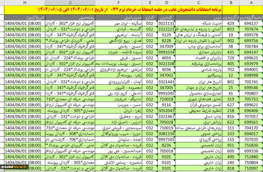 قابل توجه دانشجویان محترم 14