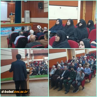 حضور رئیس آموزشکده ملی مهارت دختران بابل و همکاران بسیجی در جلسه ماهانه شورای فرماندهی بسیج ادارات شهرستان بابل، با سخنرانی آقای دکتر سادات کرمی مسئول سازمان بسیج دانشجویی استان مازندران، با موضوع  جهاد تبیین پیرامون جنگ رمضان و آخرین تحولات آن، از سوی مسئول بسیج ادارات شهرستان بابل جناب سرهنگ طاهر و با شرکت فرماندهان بسیج ادارات در سالن همایش جمعیت هلال احمر بابل