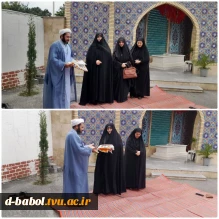 تقدیر خانم دکتر ابویی رئیس آموزشکده ملی مهارت دختران بابل از حجه الاسلام حاج آقا عباس اکبری امام جماعت آموزشکده ملی مهارت دختران بابل